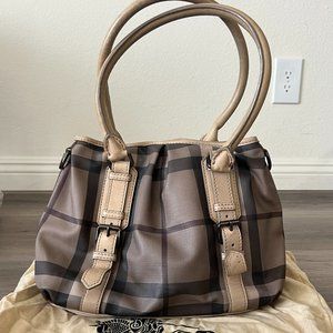 Leather Totebag | Burberry Beige Smoke Check PVC and Leather Northfield Tote